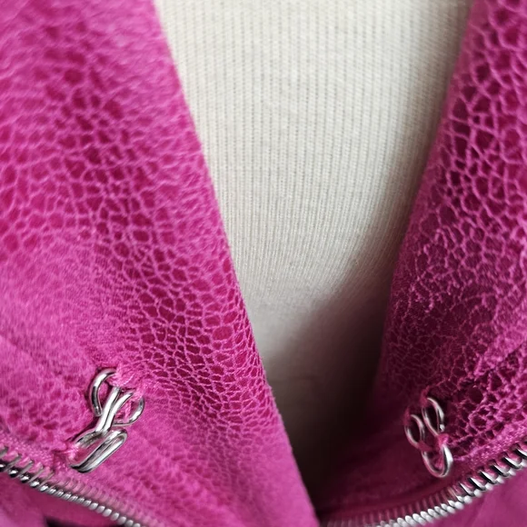 Lena Gabrielle Pink Fringe Moto Jacket – Size 12 - Picture 7 of 13